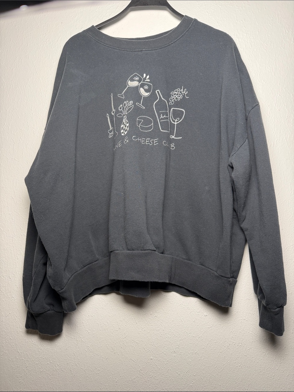 Z Supply Charcoal Wine & Cheese Graphic Crewneck Sweatshirt